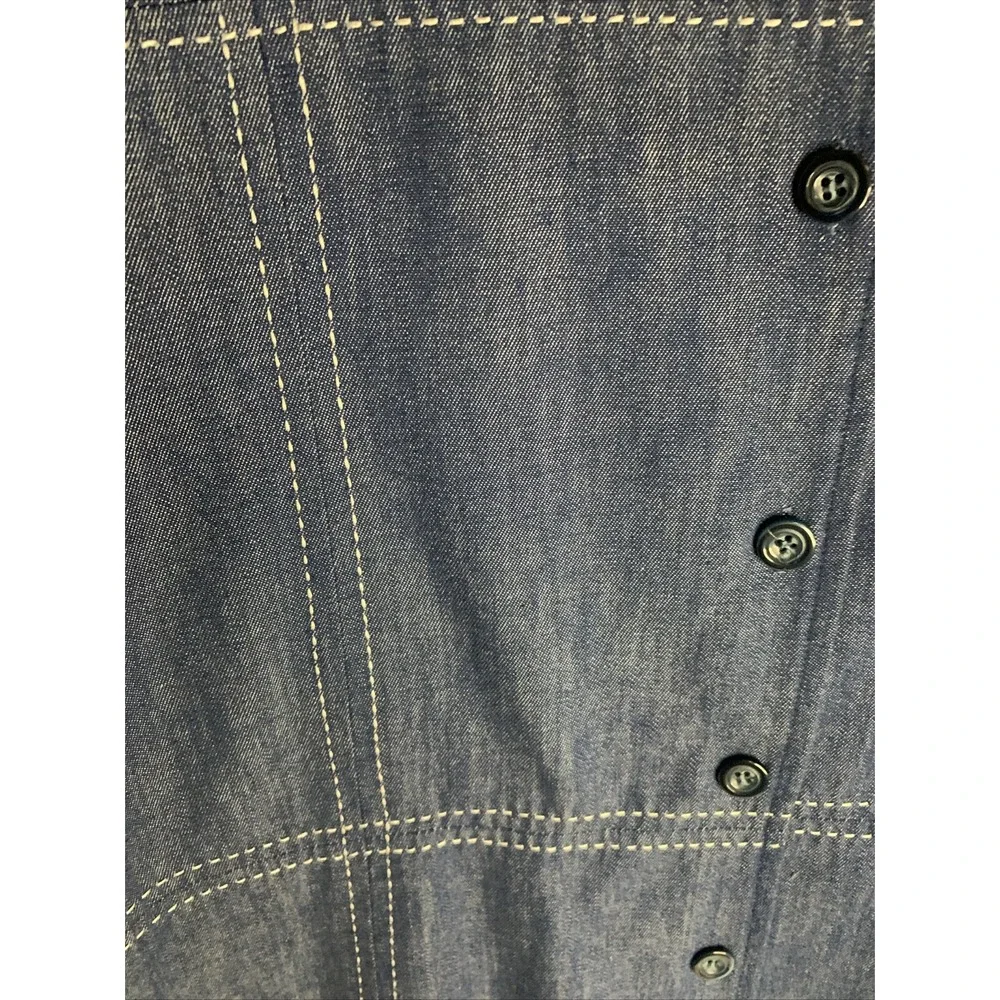 Appleseed's Button Front Navy Blue Blazer Jacket W/Pockets Size 14 Woman's Cotto